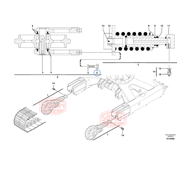 schemat Napinacz gąsienicy Volvo EC25 (stalowa)