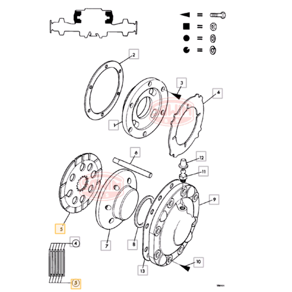 schemat przekładka hamulcowa JCB 3CX, 4CX, - starsze